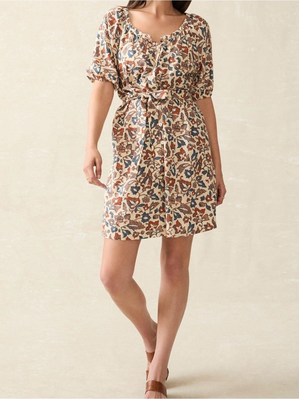 Faherty Carmel Mini Dress in Ginger Maplewood Floral